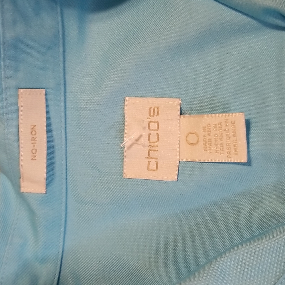 Chico's No Iron Top 3/4 Sleeve Blue Size Small NWOT - Picture 5 of 7